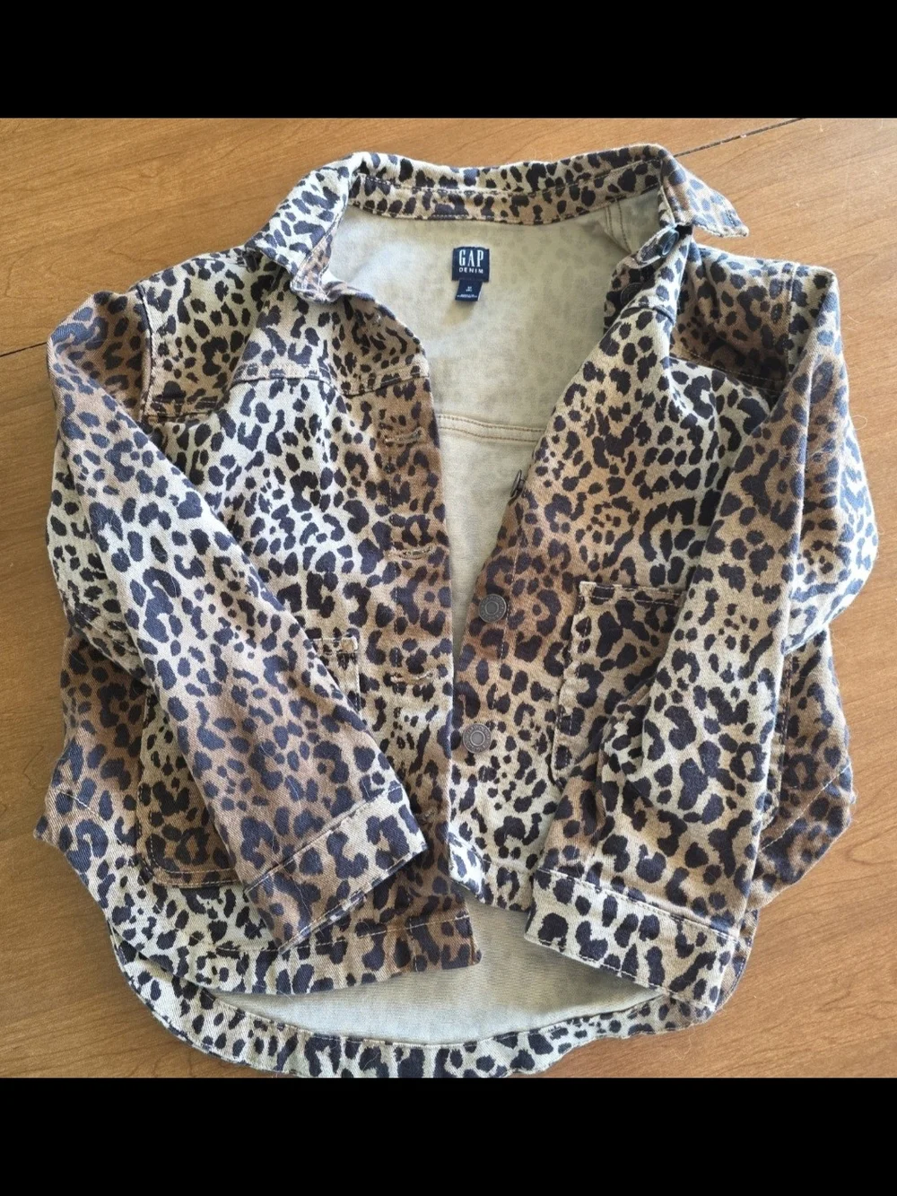 GAP Kids Leopard Print Jean Jacket - Brown & Black